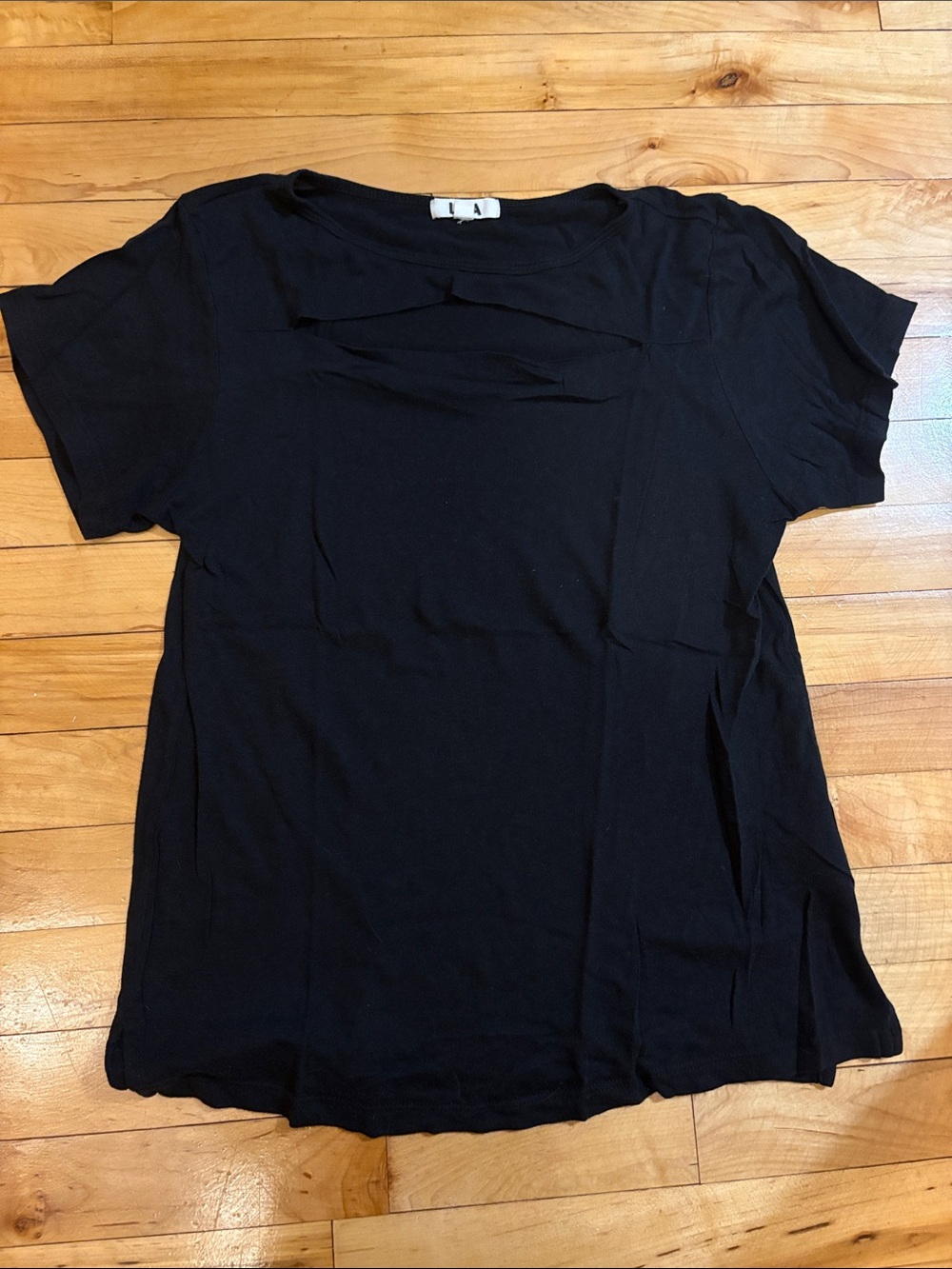 LNA size small front cut out tee in black